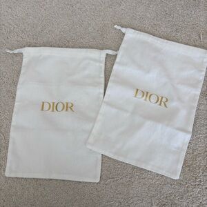 Dior White and Gold Logo Dust Bags